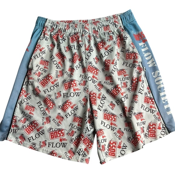 Flow Society Boss Flow Lacrosse Shorts Men’s Size M Red Gray Graphic Mesh - Picture 1 of 3